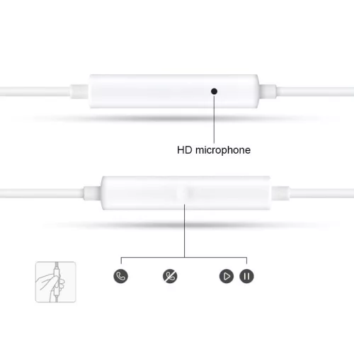Vezetékes sztereó fülhallgató, 3.5 mm, mikrofon, funkció gomb, Oppo MH135, fehér, gyári