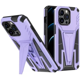   Xiaomi Redmi Note 9 5G, Műanyag hátlap védőtok szilikon belső, közepesen ütésálló, kitámasztóval, Wooze Supportive Care, lila