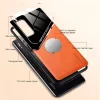 Samsung Galaxy A73 5G SM-A736B, Szilikon tok, bőr és plexi hátlap, közepesen ütésálló, mágneses tartóval kompatibilis, Wooze Texture, zöld