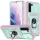 Apple iPhone 11 Pro Max, Műanyag hátlap védőtok és előlapi keret, szilikon belső, közepesen ütésálló, kamera védelem, telefontartó gyűrű, Wooze Military Armor, rózsaszín/zöld