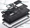Apple iPhone 11 Pro Max, Műanyag hátlap védőtok és előlapi keret, szilikon belső, közepesen ütésálló, kamera védelem, telefontartó gyűrű, Wooze Military Armor, rózsaszín/zöld