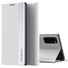   Apple iPhone 14 Pro Max, Oldalra nyíló tok, stand, Wooze Silver Line, világosszürke