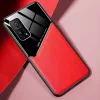 Apple iPhone 14 Pro Max, Szilikon tok, bőr és plexi hátlap, közepesen ütésálló, mágneses tartóval kompatibilis, Wooze Texture, piros