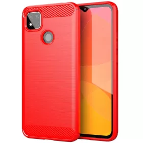   Apple iPhone 14 Pro Max, Szilikon tok, közepesen ütésálló, szálcsiszolt, karbon minta, piros