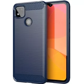   Apple iPhone 14 Pro Max, Szilikon tok, közepesen ütésálló, szálcsiszolt, karbon minta, sötétkék