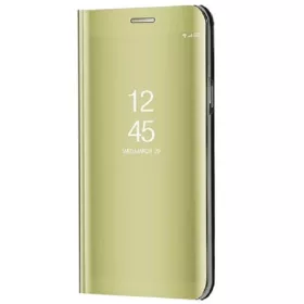   Apple iPhone 14 Pro, Oldalra nyíló tok, hívás mutatóval, Smart View Cover, arany (utángyártott)