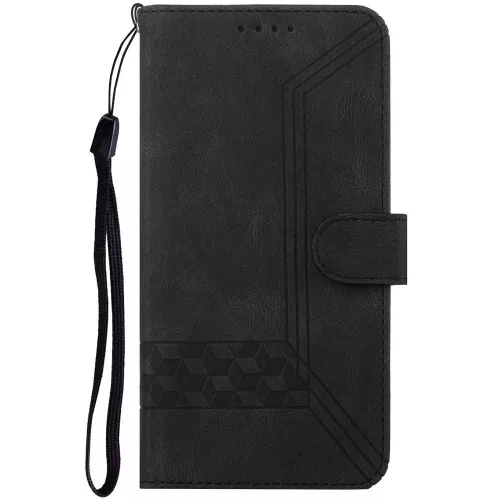 Apple iPhone 14 Pro, Oldalra nyíló tok, stand, kártyatartóval, kézpánttal, Wooze Illusion, fekete
