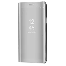   Samsung Galaxy S23 Plus SM-S916, Oldalra nyíló tok, hívás mutatóval, Smart View Cover, ezüst (utángyártott)