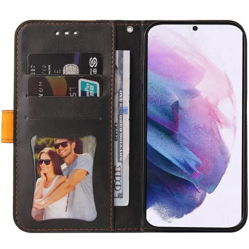 Huawei Honor 50 / Nova 9, Oldalra nyíló tok, stand, kártyatartóval, kézpánttal, Wooze Colour Wallet, narancssárga