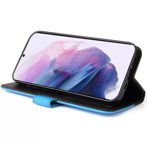 Samsung Galaxy A54 5G SM-A546B, Oldalra nyíló tok, stand, kártyatartóval, kézpánttal, Wooze Colour Wallet, kék