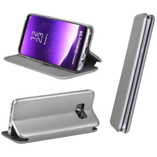 Samsung Galaxy A14 4G / A14 5G SM-A145F / A146B, Oldalra nyíló tok, stand, Forcell Elegance, szürke