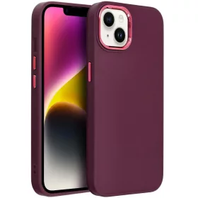   Samsung Galaxy S23 SM-S911, Szilikon tok, közepesen ütésálló, fémhatású kamera keret, Frame Case, lila