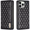 Xiaomi Poco M3, Oldalra nyíló tok, stand, kártyatartóval, 3D rombusz minta, Wooze Pillow, fekete