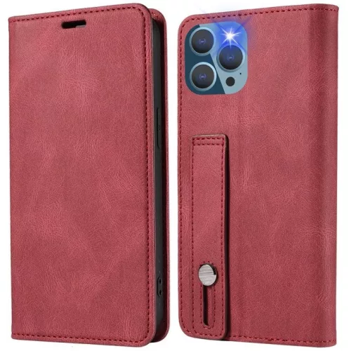 Samsung Galaxy A42 5G / M42 5G SM-A426B / M426B, Oldalra nyíló tok, stand, kártyatartóval, kézpánttal, Wooze Business Plus, piros