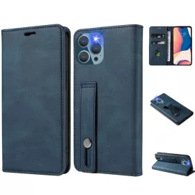   Samsung Galaxy A73 5G SM-A736B, Oldalra nyíló tok, stand, kártyatartóval, kézpánttal, Wooze Business Plus, kék