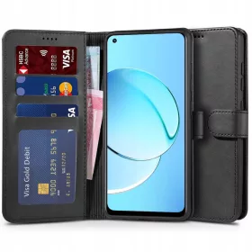   Realme 10 4G, Oldalra nyíló tok, stand, mágnes csattal, TP Wallett, fekete