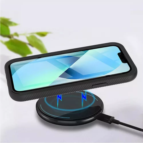 Apple iPhone 15 Pro Max, Szilikon hátlap és műanyag előlapi tok, elő- és hátlapi üveggel, közepsen ütésálló, Wooze Power Case, fekete