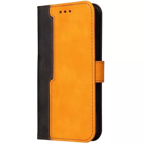 Apple iPhone 15 Pro, Oldalra nyíló tok, stand, kártyatartóval, kézpánttal, Wooze Colour Wallet, narancssárga