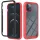 Apple iPhone 15 Pro, Szilikon hátlap és műanyag előlapi tok, elő- és hátlapi üveggel, közepsen ütésálló, Wooze Power Case, fekete/piros