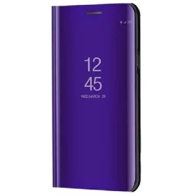   Apple iPhone 15 Plus, Oldalra nyíló tok, hívás mutatóval, Smart View Cover, lila (utángyártott)