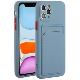   Apple iPhone 15 Plus, Szilikon tok, kártyatartóval, Wooze Card Slot, leander-szürke