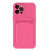 Apple iPhone 15, Szilikon tok, kártyatartóval, Wooze Card Slot, magenta