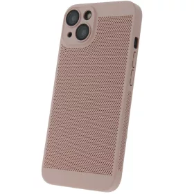   Apple iPhone 15 Pro, Műanyag hátlap védőtok, légáteresztő, lyukacsos minta, Breezy, rózsaszín