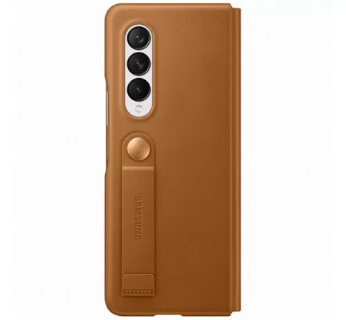 Samsung Galaxy Z Fold3 5G Leather Flip Cover, gyári bőr flip tok, barna, EF-FF926
