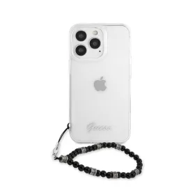  Guess PC Script and Black Pearls Apple iPhone 13 Pro Max hátlap tok, átlátszó