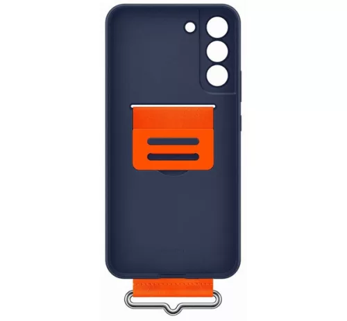 Samsung Galaxy S22+ Silicone Cover with Strap, gyári szilikon tok szíjjal, sötétkék, EF-GS906TN