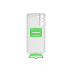   Samsung Galaxy S21 FE Silicone Cover with Strap, gyári szilikon tok szíjjal, fehér, EF-GG990TW