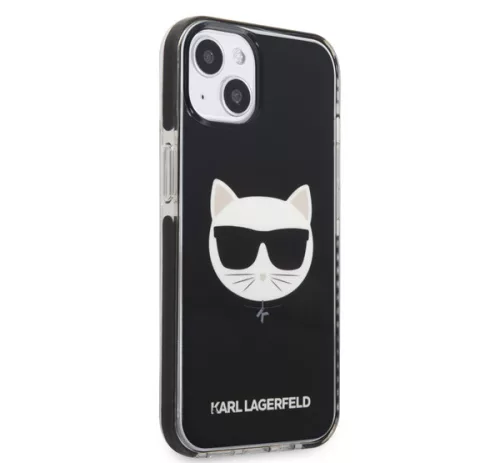 Karl Lagerfeld Choupette Head TPE szilikon hátlap tok Apple iPhone 13, fekete