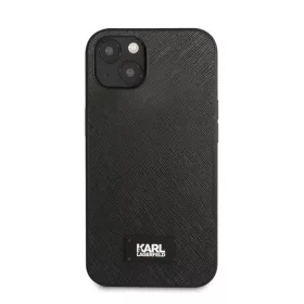   Karl Lagerfeld Saffiano Plaque hátlap tok Apple iPhone 13 mini, fekete