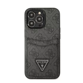   Guess 4G Saffiano Double Card Apple iPhone 13 Pro bőr hátlap tok, fekete