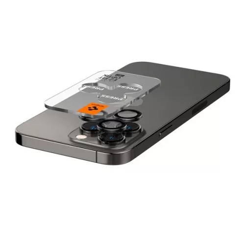 Spigen Glas.tR EZ Fit Optik Pro Apple iPhone 14 Pro / 14 Pro Max / 15 Pro / 15 Pro Max / 16 Pro / 16 Pro Max / 17 Pro / 17 Pro Max, Tempered kameralencse-védő fólia felhelyező kerettel, fekete (2db)