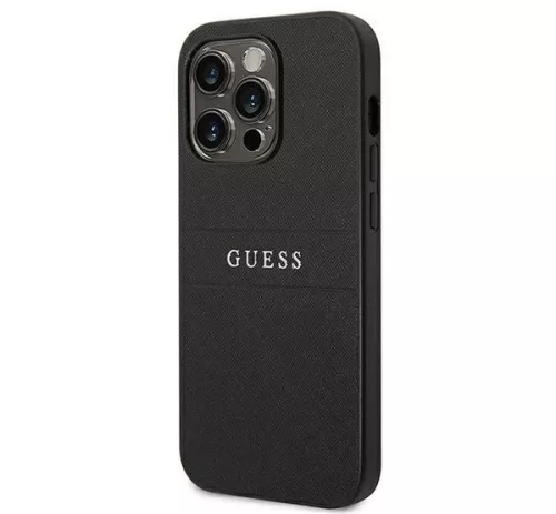 Guess PU Saffiano Apple iPhone 14 Pro bőr hátlap tok, fekete
