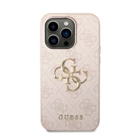   Guess PU 4G Metal Logo Apple iPhone 14 Pro hátlap tok, rózsaszín