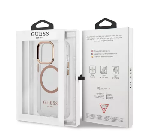 Guess Transparent MagSafe Apple iPhone 13 Pro Max hátlap tok, arany