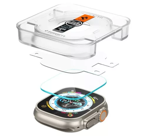 Spigen Glas.tR EZ Fit Apple Watch Ultra 4 / 3 / 2 / 1 49mm tempered kijelzővédő fólia felhelyező kerettel (2db)
