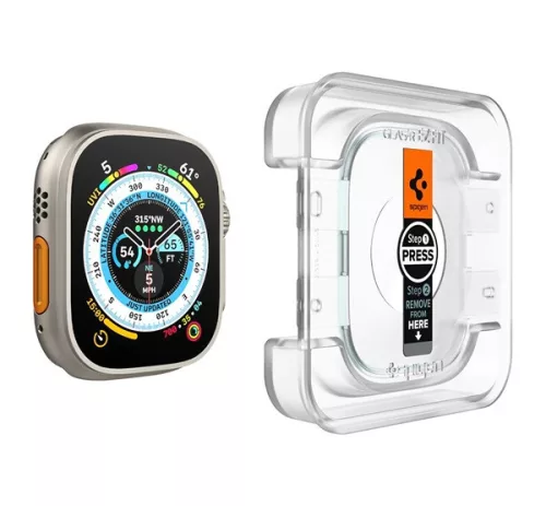 Spigen Glas.tR EZ Fit Apple Watch Ultra 4 / 3 / 2 / 1 49mm tempered kijelzővédő fólia felhelyező kerettel (2db)