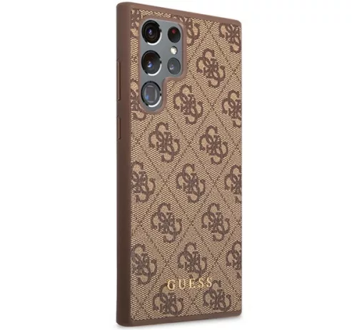 Guess 4G Metal Gold Samsung Galaxy S23 Ultra szilikon tok, barna