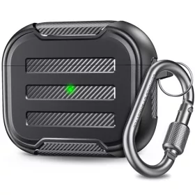   Phoner Carbon Apple Airpods 3 szilikon tok akasztóval, fekete