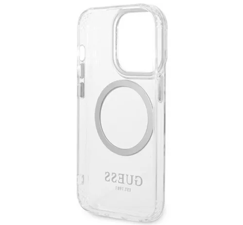 Guess Metal Outline Magsafe Apple iPhone 14 Pro hátlap tok, ezüst