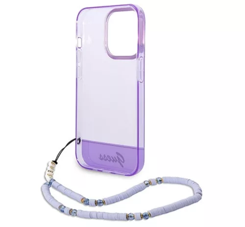 Guess Translucent Pearl Strap Apple iPhone 14 Pro hátlap tok , lila
