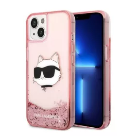   Karl Lagerfeld Glitter Choupette Head Apple iPhone 14 Plus hátlap tok, rózsaszín