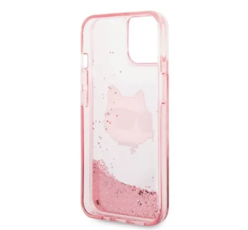 Karl Lagerfeld Glitter Choupette Head Apple iPhone 14 Plus hátlap tok, rózsaszín
