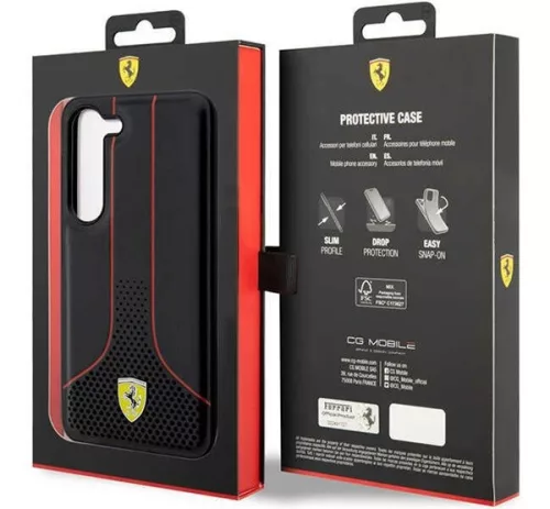 Ferrari Perforated 296 P Samsung Galaxy S23+ hátlap tok, fekete