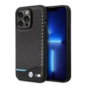 BMW Leather Carbon Apple iPhone 14 Pro hátlap tok, fekete