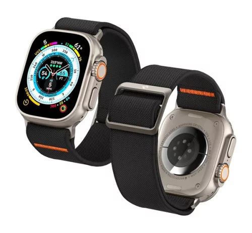 Spigen Lite Fit Ultra Apple Watch Ultra 4 / 3 / 2 / 1 49mm / 10 /  9 / 8 / 7 45mm / SE / 6 / 5 / 4 44mm / 3 / 2 / 1 42mm szövet szíj, fekete