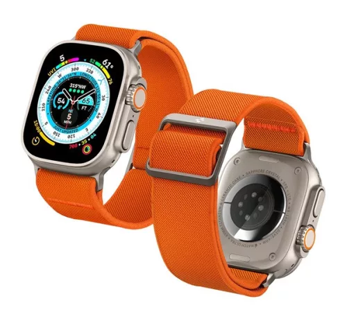 Spigen Lite Fit Ultra Apple Watch Ultra 4 / 3 / 2 / 1 49mm / 10 /  9 / 8 / 7 45mm / SE / 6 / 5 / 4 44mm / 3 / 2 / 1 42mm szövet szíj, narancs
